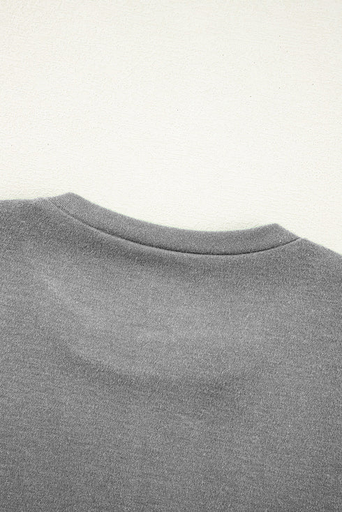 Exposed Seam Crew Neck Relaxed Pullover Long Sleeve Top